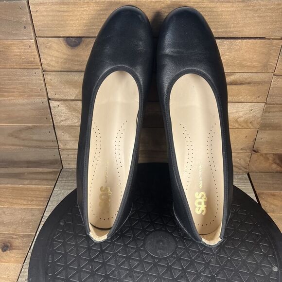SAS Milano Womens Size 9N Black Leather Slip On Pump Block Heel Shoes - Picture 6 of 10